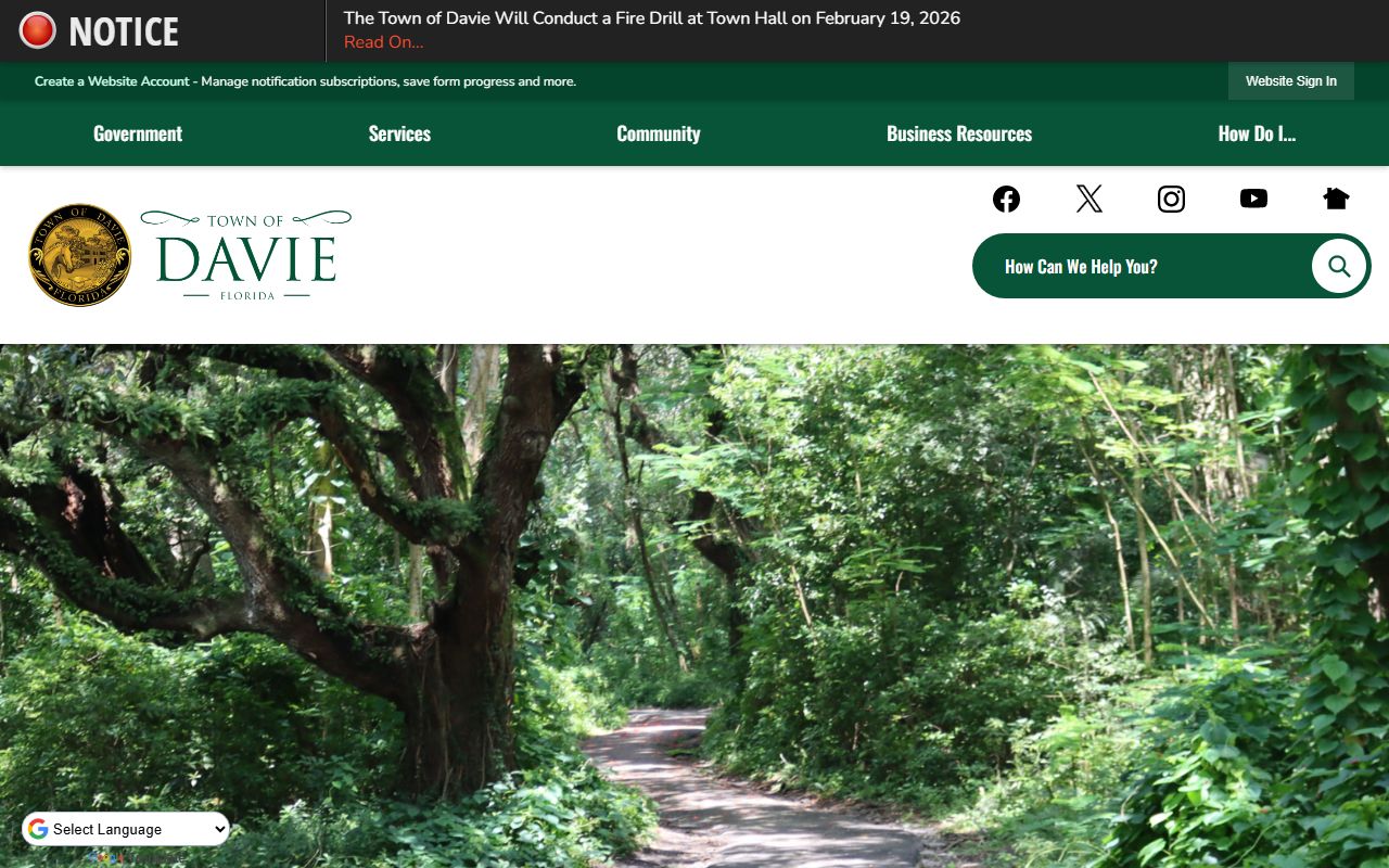 Davie city government website for background check information