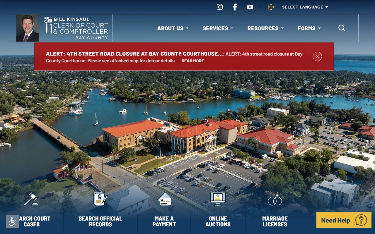 Bay County Clerk website for background check records