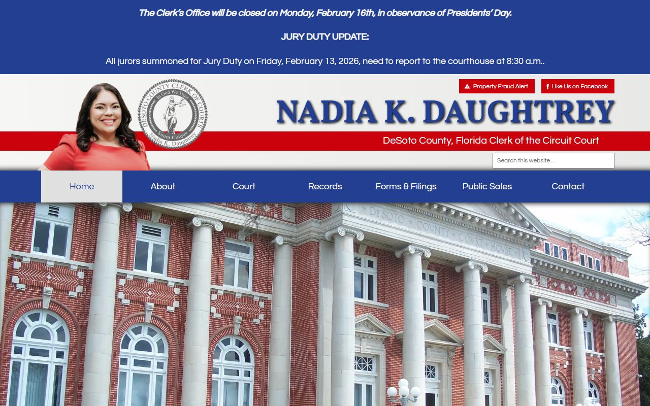 DeSoto County Clerk website for background check records