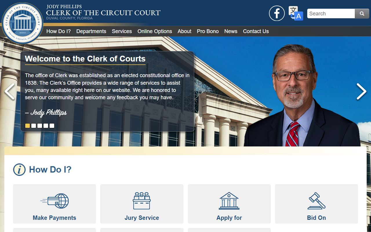 Duval County Clerk of Court website for background check record searches