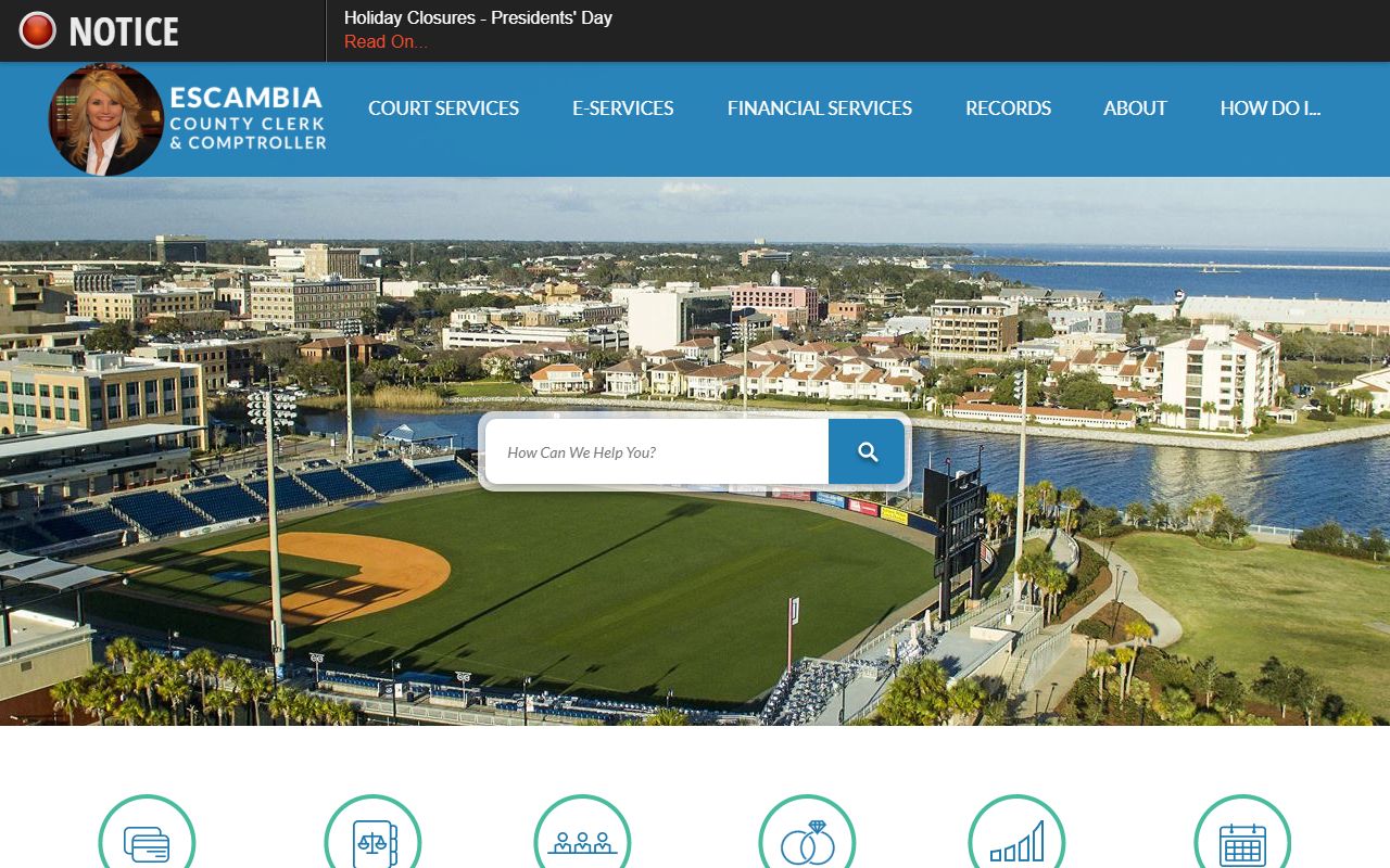 Escambia County Clerk of Court website for background check searches