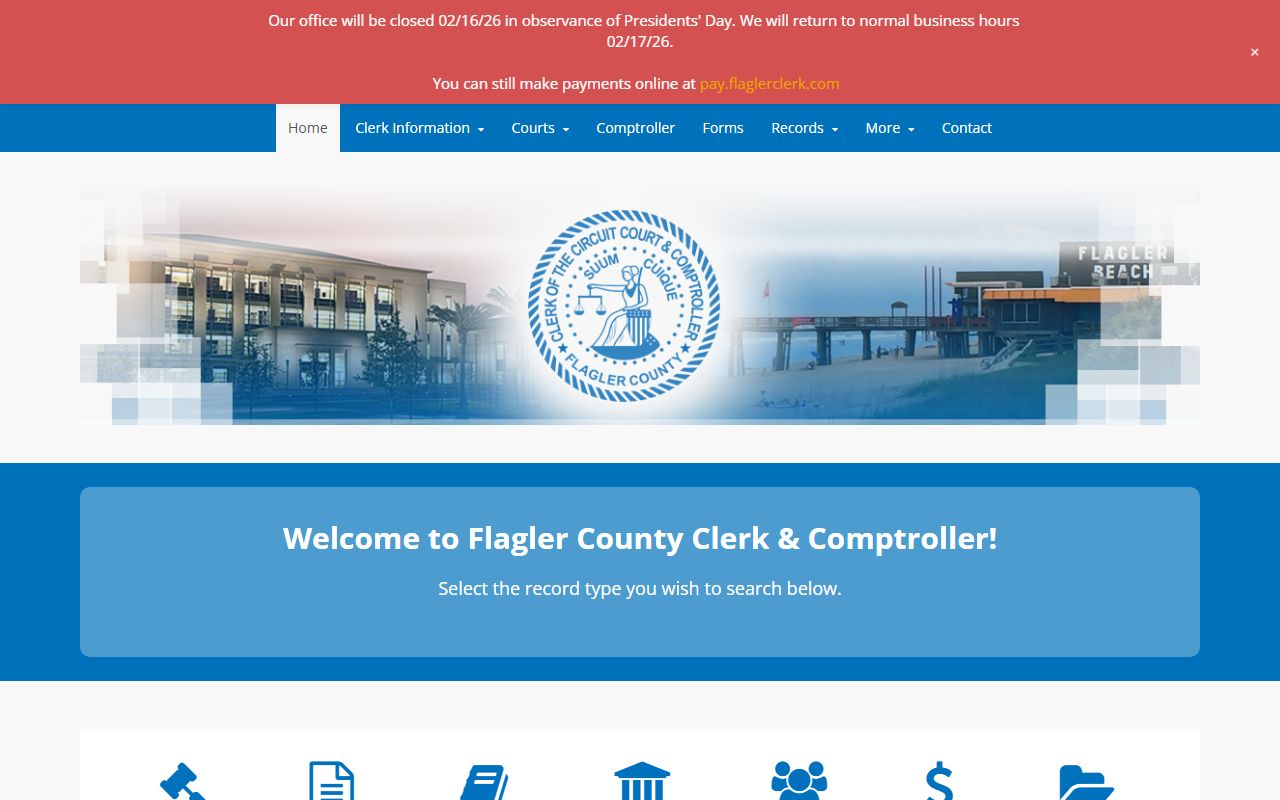 Flagler County Clerk of Court website for background check record searches