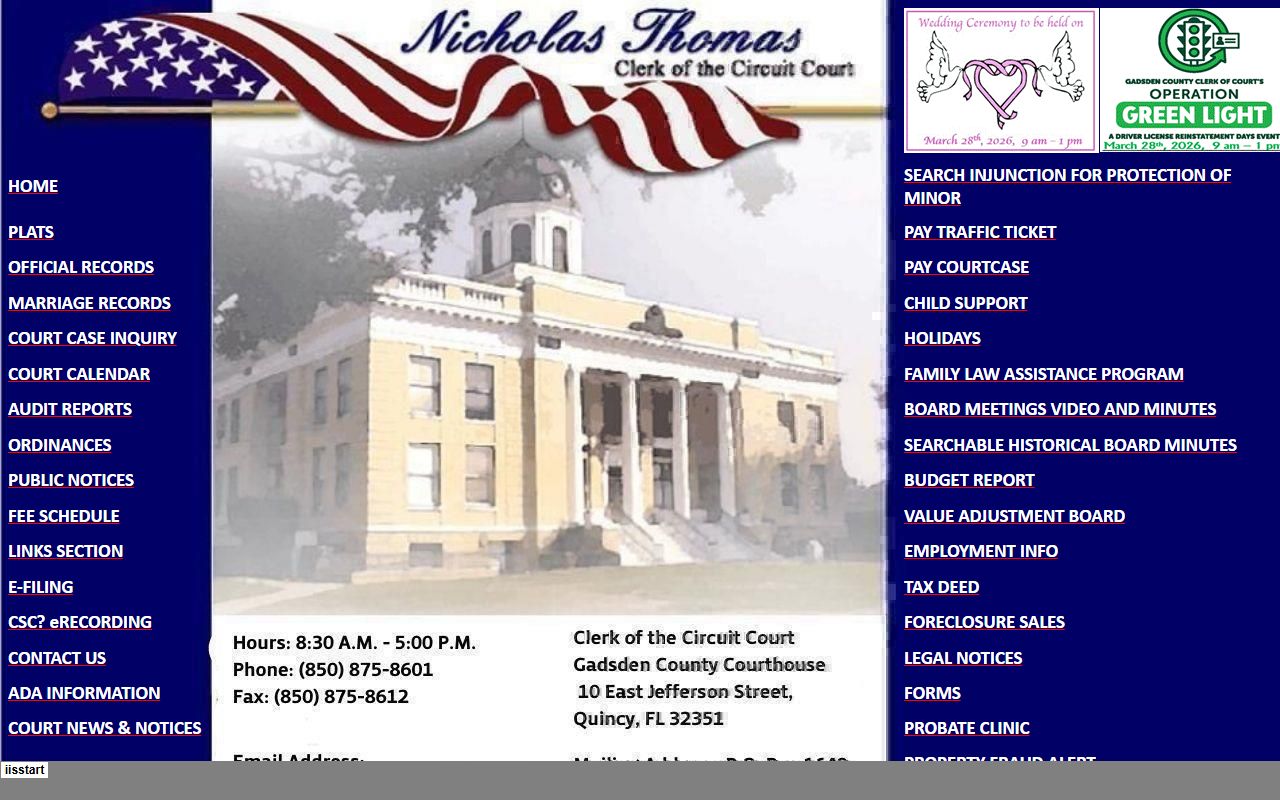 Gadsden County Clerk website for background check records