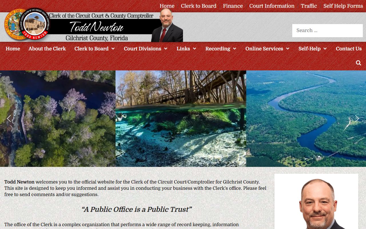 Gilchrist County Clerk website for background check records