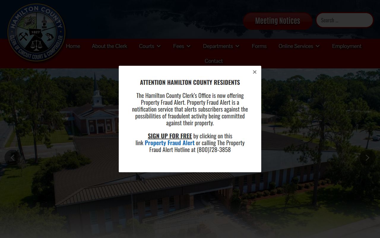 Hamilton County Clerk website for background check records