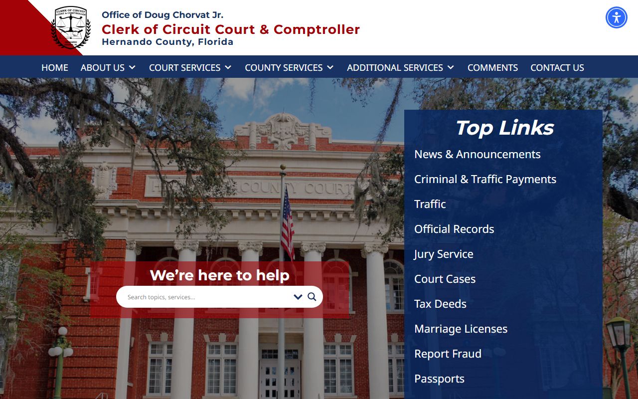 Hernando County Clerk website for background check records