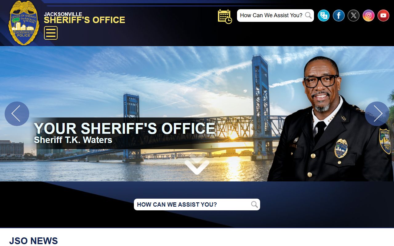 Jacksonville Sheriff's Office website for Duval County background check arrest records