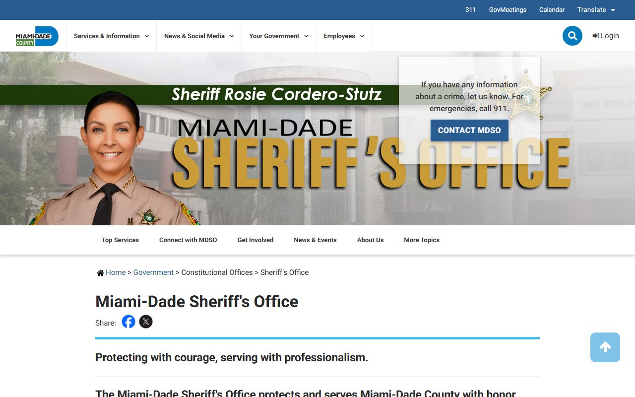 Miami-Dade Police Department website for background check records