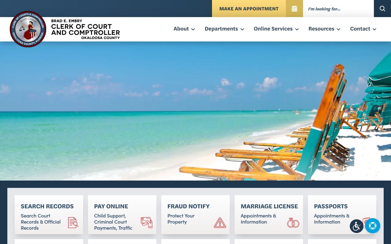 Okaloosa County Clerk website for background check records