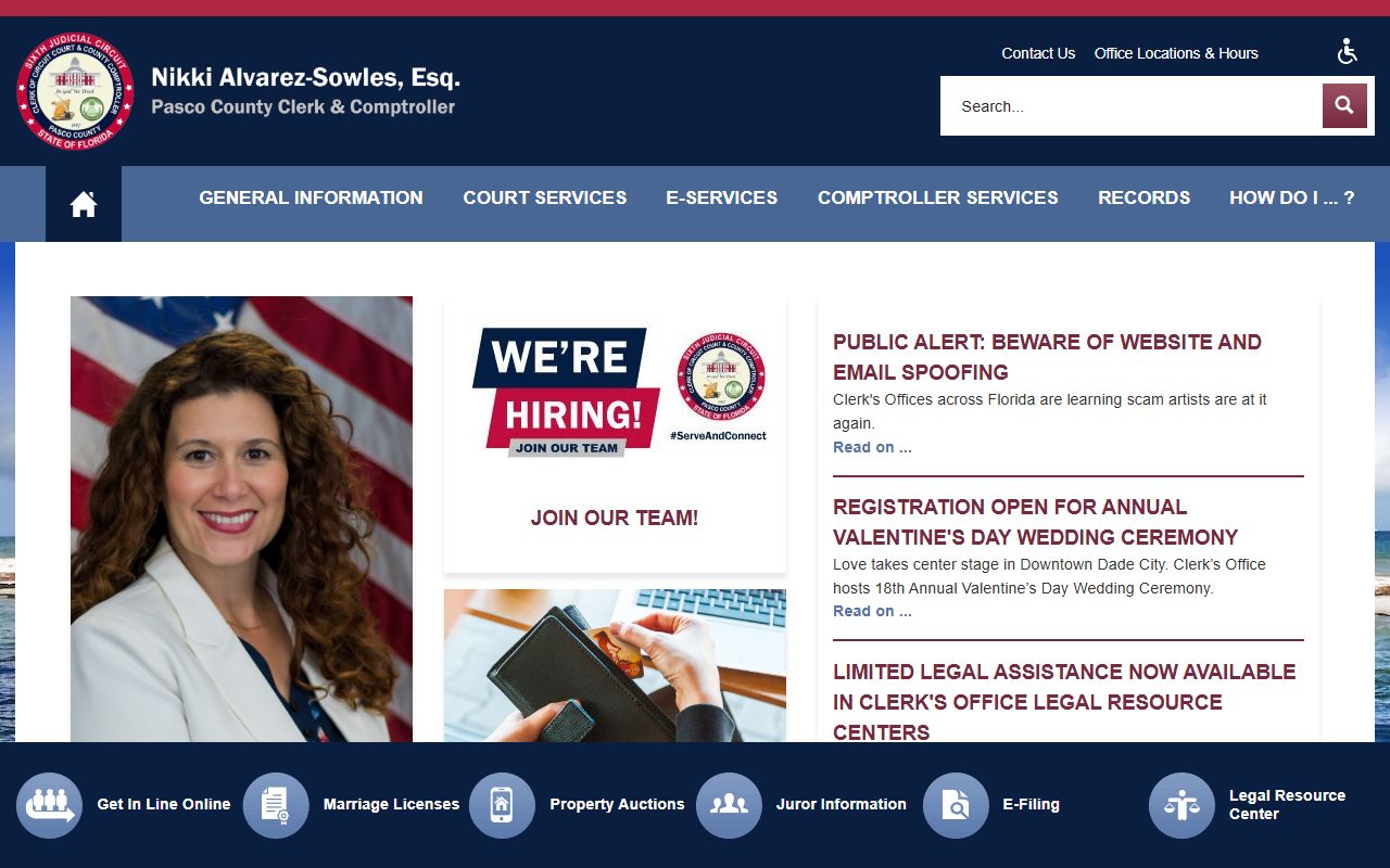 Pasco County Clerk website for background check records