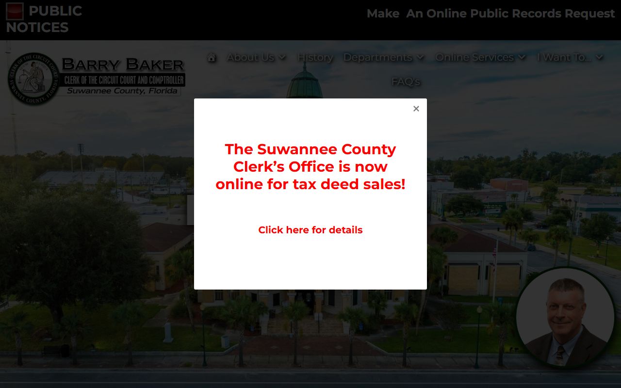 Suwannee County Clerk website for background check records