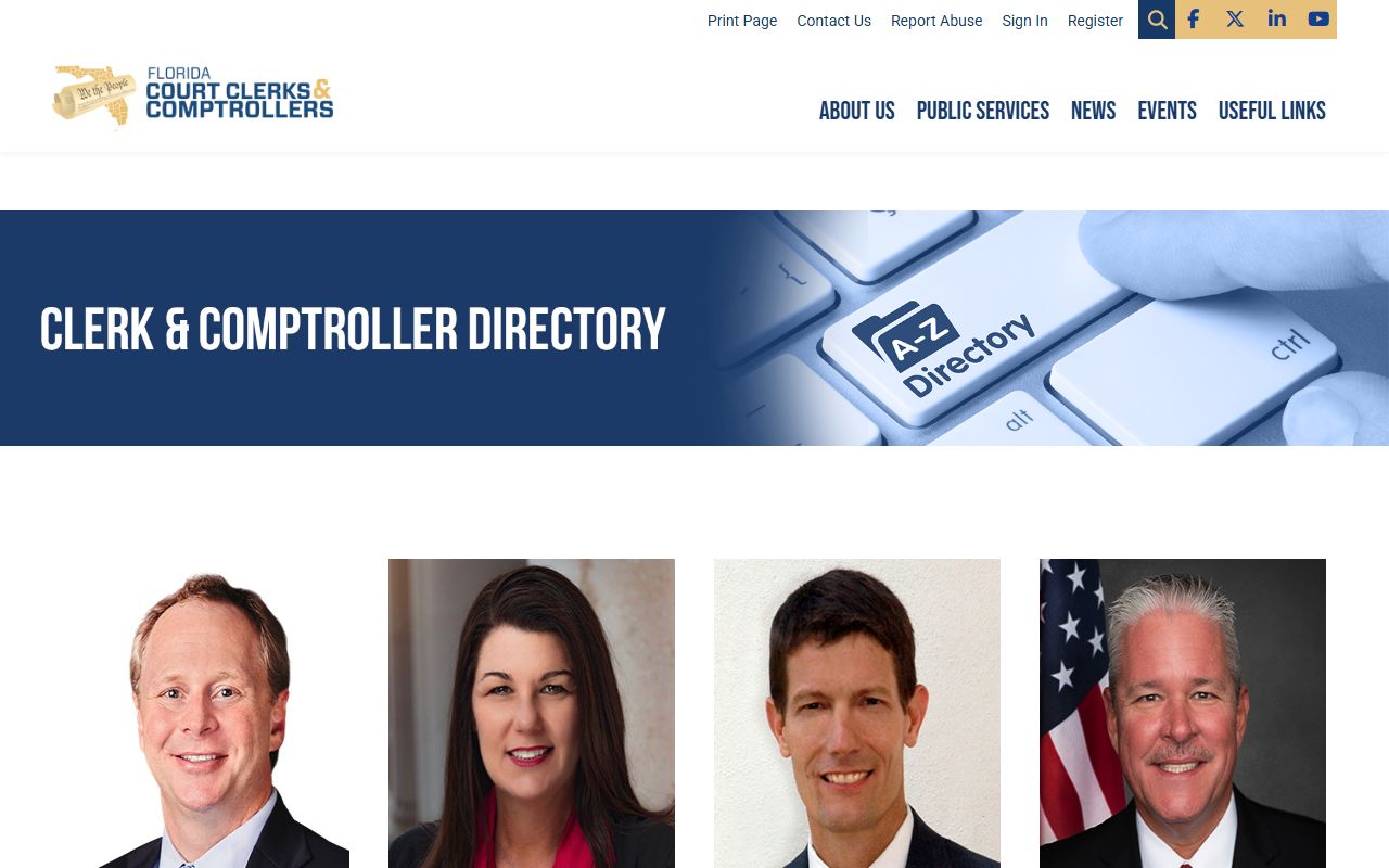 Find a Clerk directory for Florida county background check records